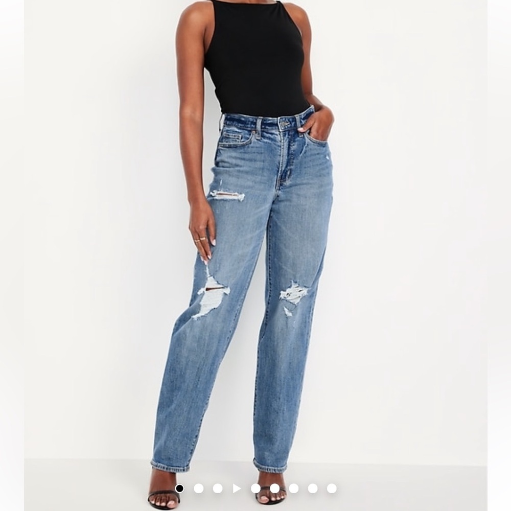 NEW Curvy High Waisted OG Loose Jeans Ripped Medium Wash, Size 16 Tall - Picture 8 of 13